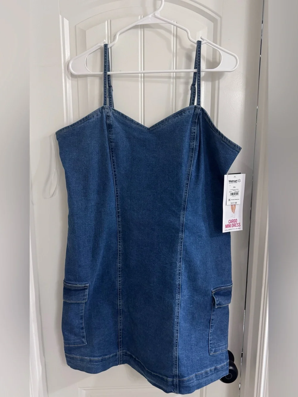 Celebrity Pink Blue Denim Cargo Mini Dress - Picture 1 of 3